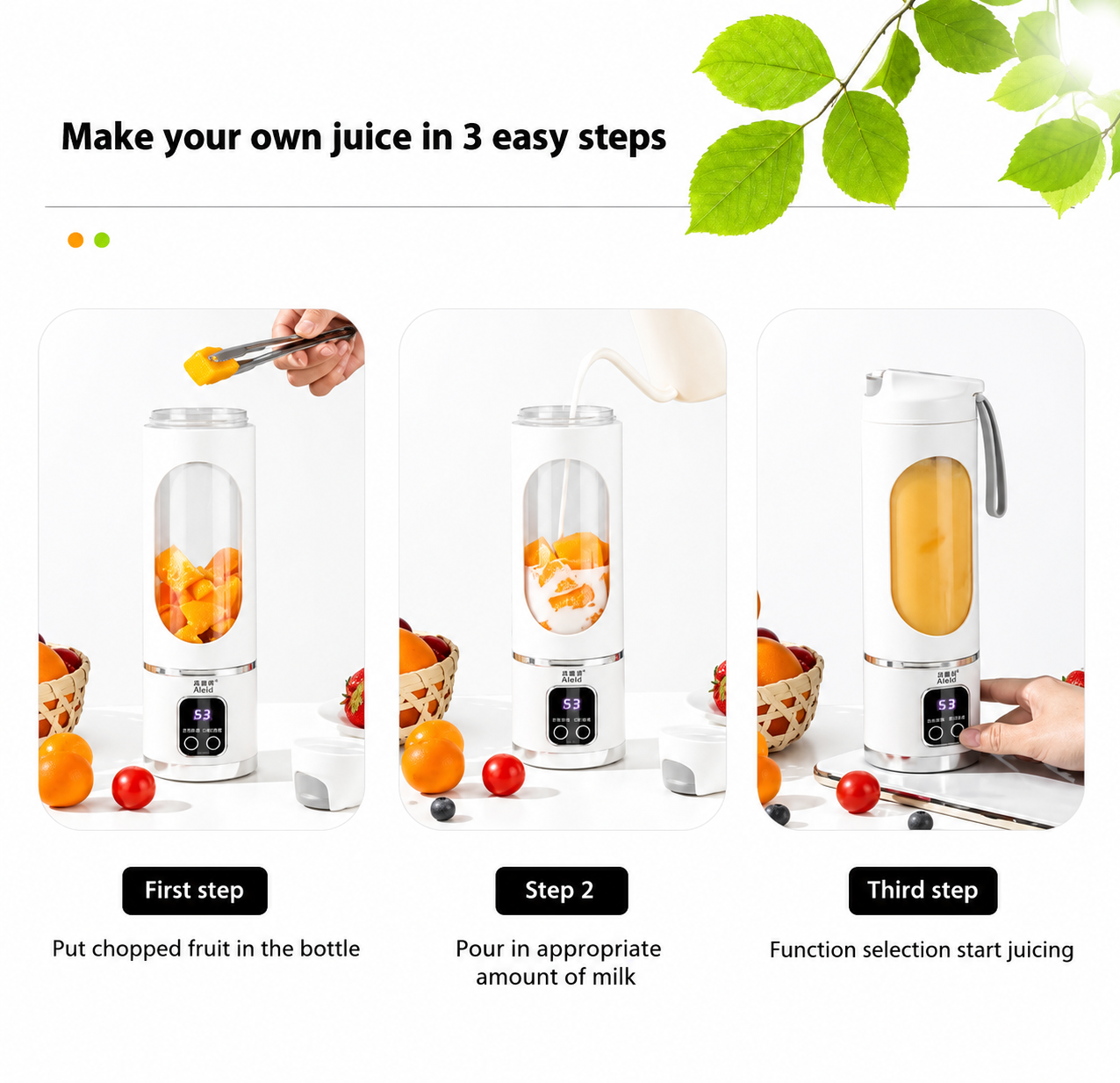 Portable Smoothie Blender Bottle